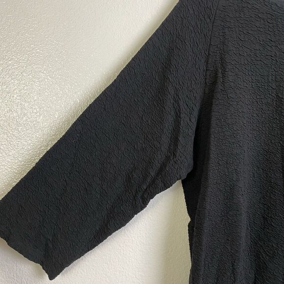 Eileen Fisher Top Medium Womens Black Shirt Sweater Textured Knit Pullover Hi Lo - Picture 5 of 9